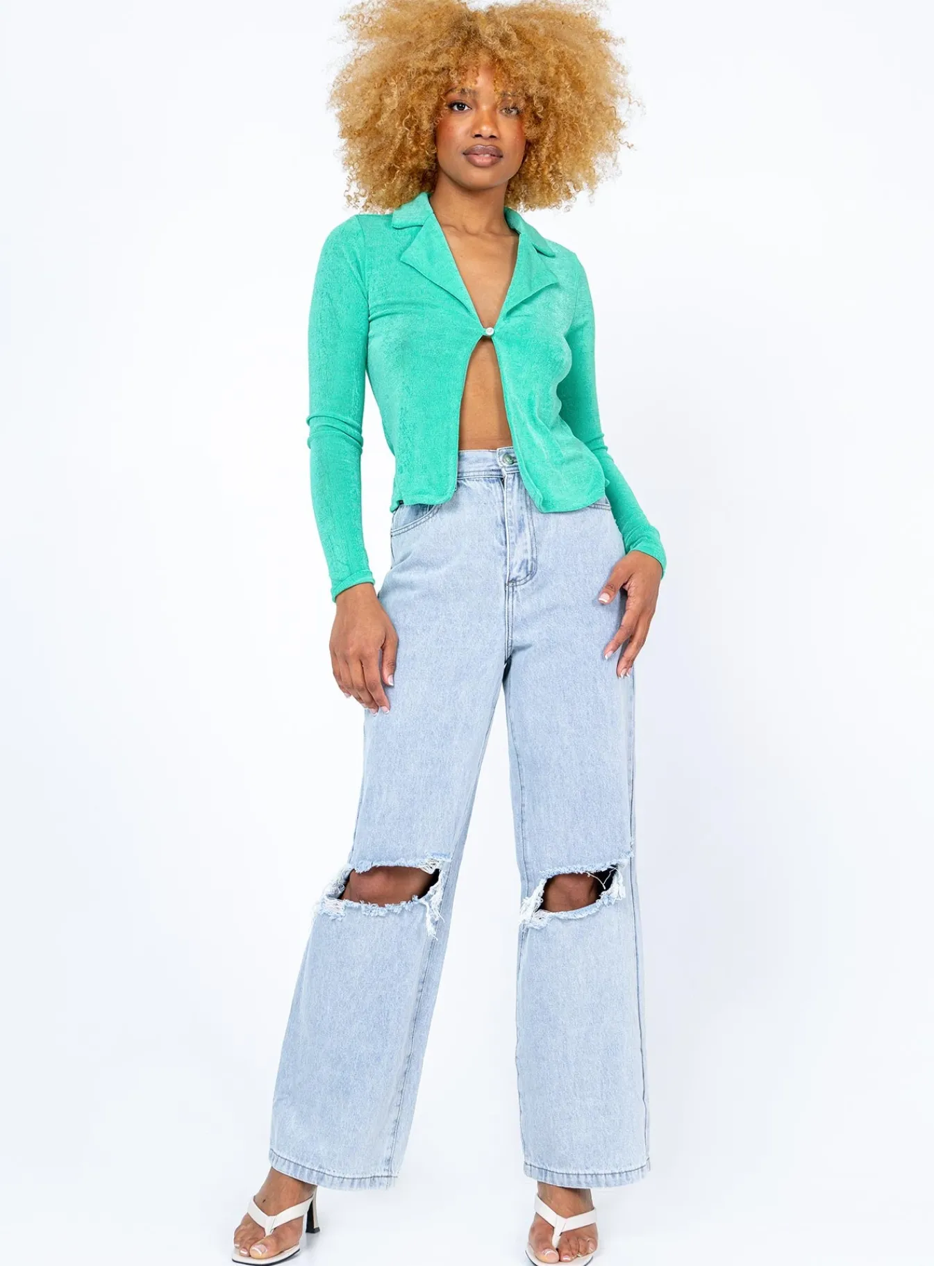 Princess Polly Andi Long Sleeve Top Green Clearance