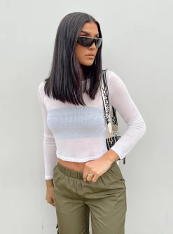 Princess Polly Andreas Long Sleeve Top  White New
