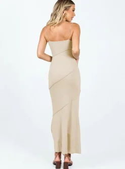 Princess Polly Andros Maxi Dress  Beige Clearance