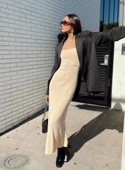 Princess Polly Andros Maxi Dress  Beige Clearance