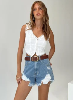 Princess Polly Andry Shorts Mid Wash  Denim Shop