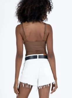 Princess Polly Andry Shortsdenim   White Clearance