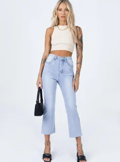 Princess Polly Angela Cropped Jeans Light Wash Denim Store