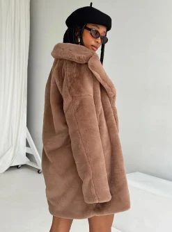 Princess Polly Angus Faux Fur Coat  Brown Shop