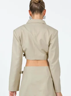 Princess Polly Anja Cropped Blazer Camel   Beige Discount