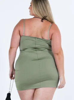 Princess Polly Annalise Mini Dresscurve   Khaki Best
