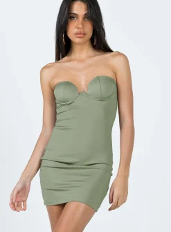 Princess Polly Annalise Strapless Mini Dress  Khaki Store