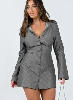 Princess Polly Anni Pin Stripe Mini Dress  Grey Online