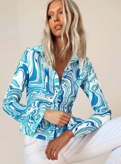 Princess Polly Anni Shirtswirl   Blue Shop