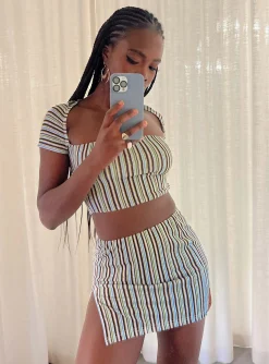 Princess Polly Anni Stripe Mini Skirt  Multi Clearance
