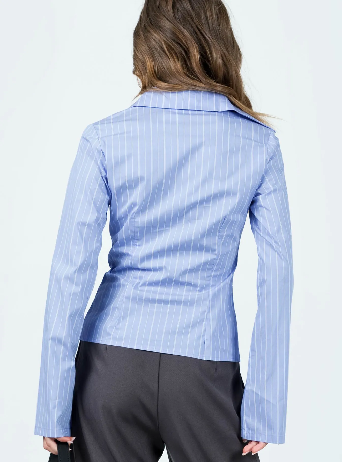 Princess Polly Anni Stripe Shirt Pinstripe Blue Hot