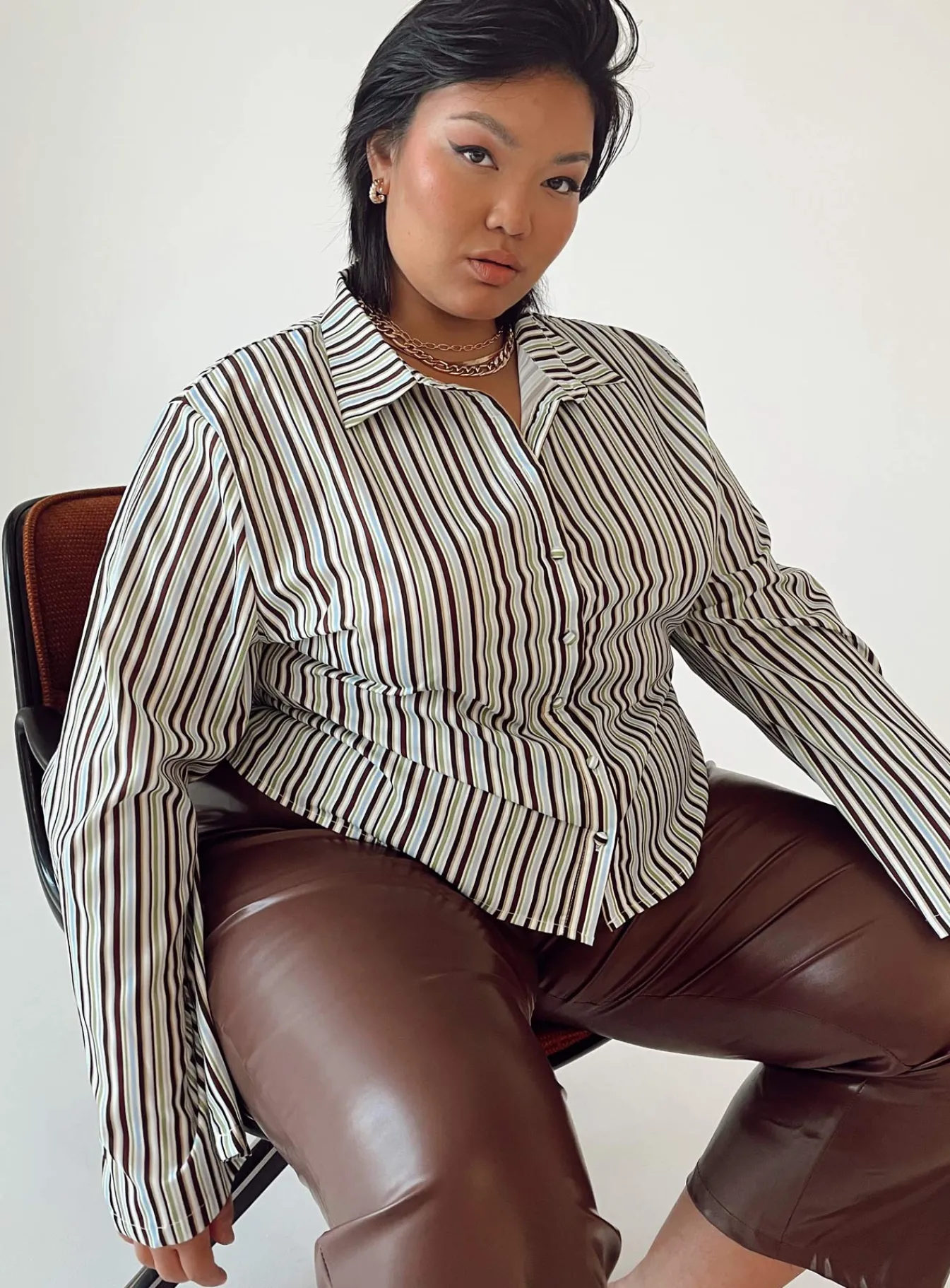 Princess Polly Anni Stripe Shirtcurve Multi Cheap