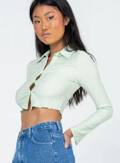 Princess Polly Anson Long Sleeve Top  Green Fashion