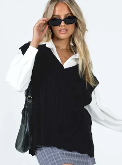 Princess Polly Antonia Sweater Vest  Black Discount