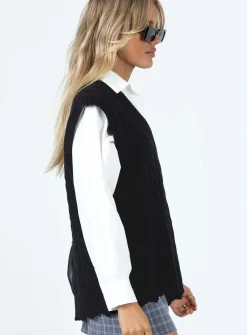 Princess Polly Antonia Sweater Vest  Black Discount
