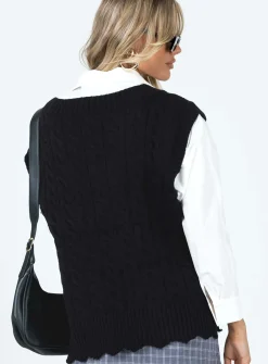 Princess Polly Antonia Sweater Vest  Black Discount