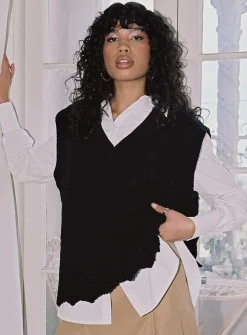 Princess Polly Antonia Sweater Vest  Black Discount