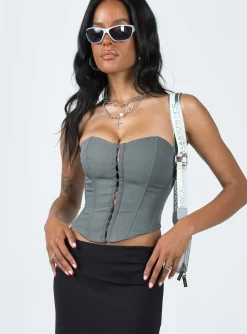 Princess Polly Archer Corset Top  Slate Fashion