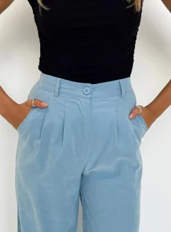 Princess Polly Archer Pants  Dusty Blue Outlet