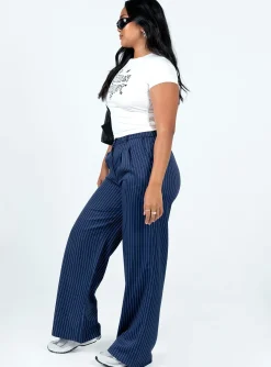 Princess Polly Archer Pants Pinstripe Navy Store
