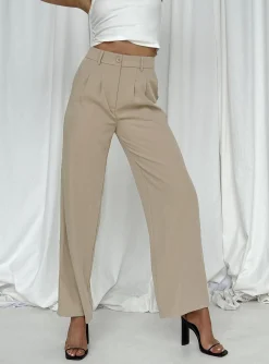 Princess Polly Archer Pants  Taupe Flash Sale