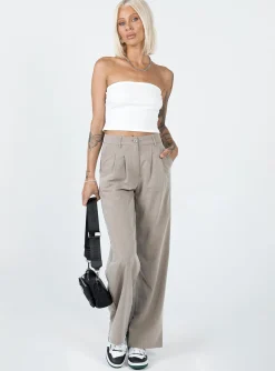 Princess Polly Archer Pants  Pinstripe Beige Sale