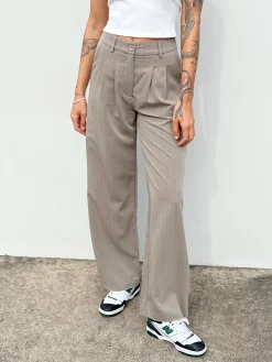Princess Polly Archer Pants  Pinstripe Beige Sale