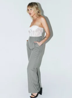 Princess Polly Archer Pants  Light Grey Best