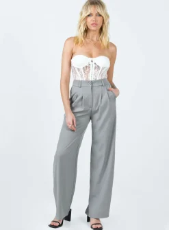 Princess Polly Archer Pants  Light Grey Best