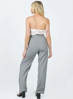 Princess Polly Archer Pants  Light Grey Best