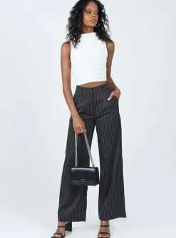 Princess Polly Archer Pants  Pinstripe Black Discount