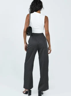 Princess Polly Archer Pants  Pinstripe Black Discount