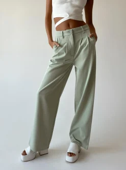Princess Polly Archer Pants  Green Clearance