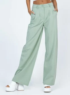 Princess Polly Archer Pants  Green Clearance