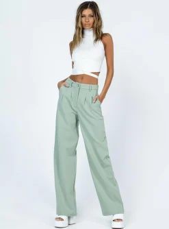 Princess Polly Archer Pants  Green Clearance