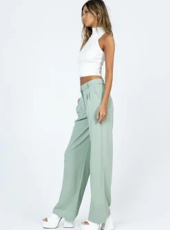 Princess Polly Archer Pants  Green Clearance
