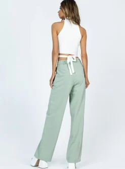 Princess Polly Archer Pants  Green Clearance