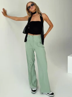 Princess Polly Archer Pants  Basil Flash Sale
