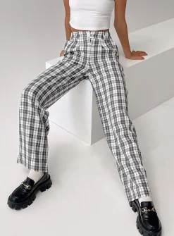 Princess Polly Archer Pants  Grey Plaid Best Sale
