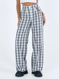 Princess Polly Archer Pants  Grey Plaid Best Sale
