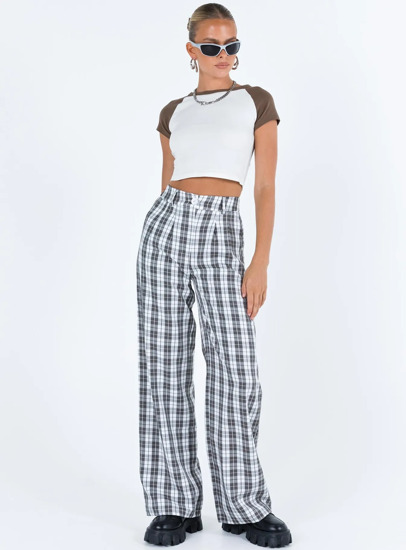 Princess Polly Archer Pants Grey Plaid Best Sale