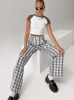 Princess Polly Archer Pants Grey Plaid Best Sale