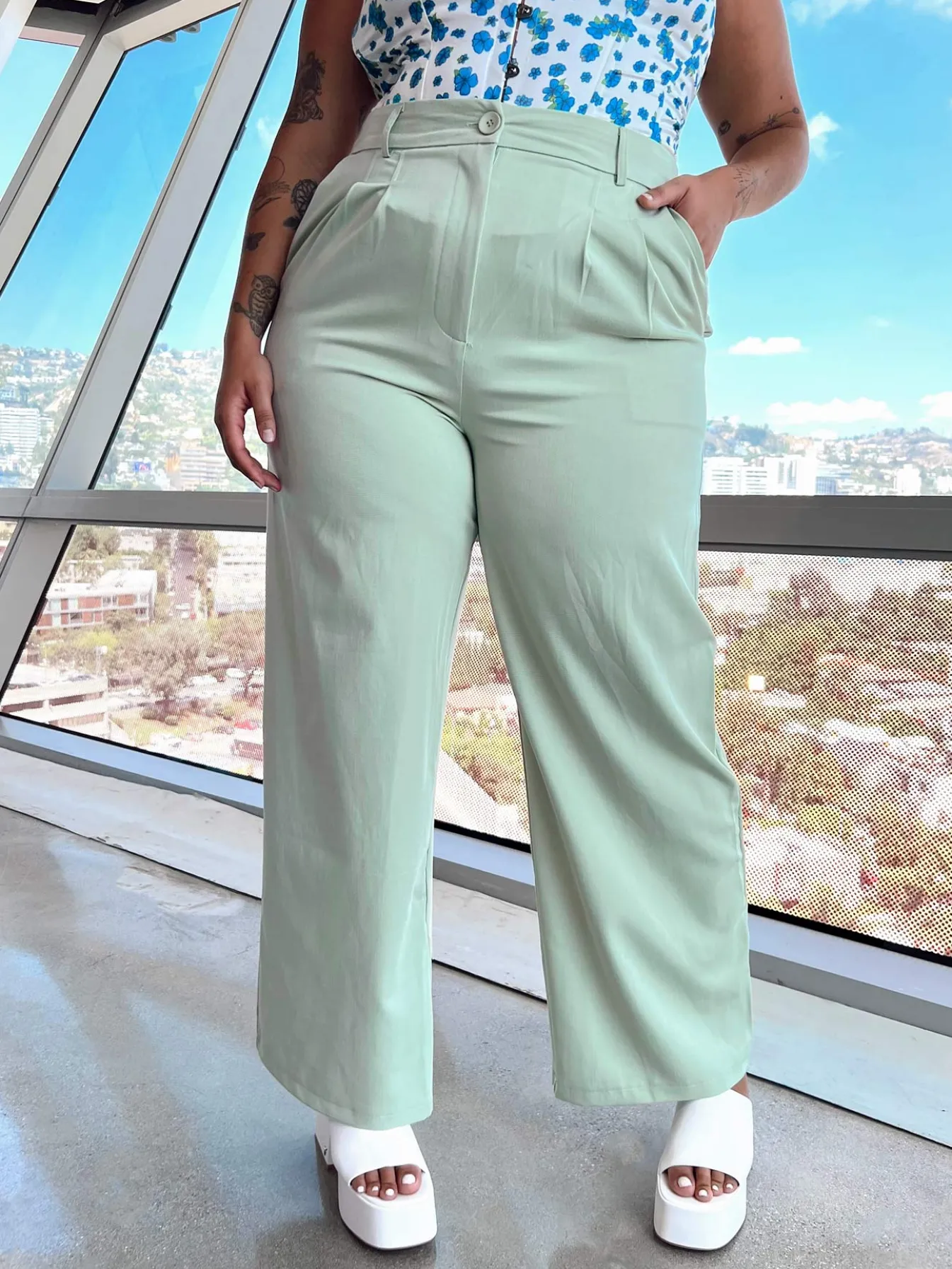 Princess Polly Archer Pantscurve Green Cheap
