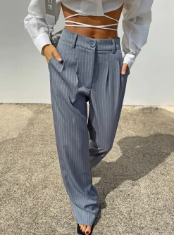 Princess Polly Archer Pantspetite   Pinstripe Grey Outlet