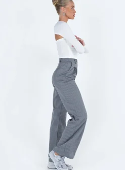 Princess Polly Archer Pantstall   Pinstripe Grey Outlet