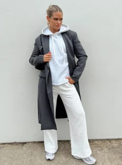 Princess Polly Archer Trench Coat  Slate Clearance