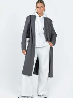Princess Polly Archer Trench Coat Slate Clearance