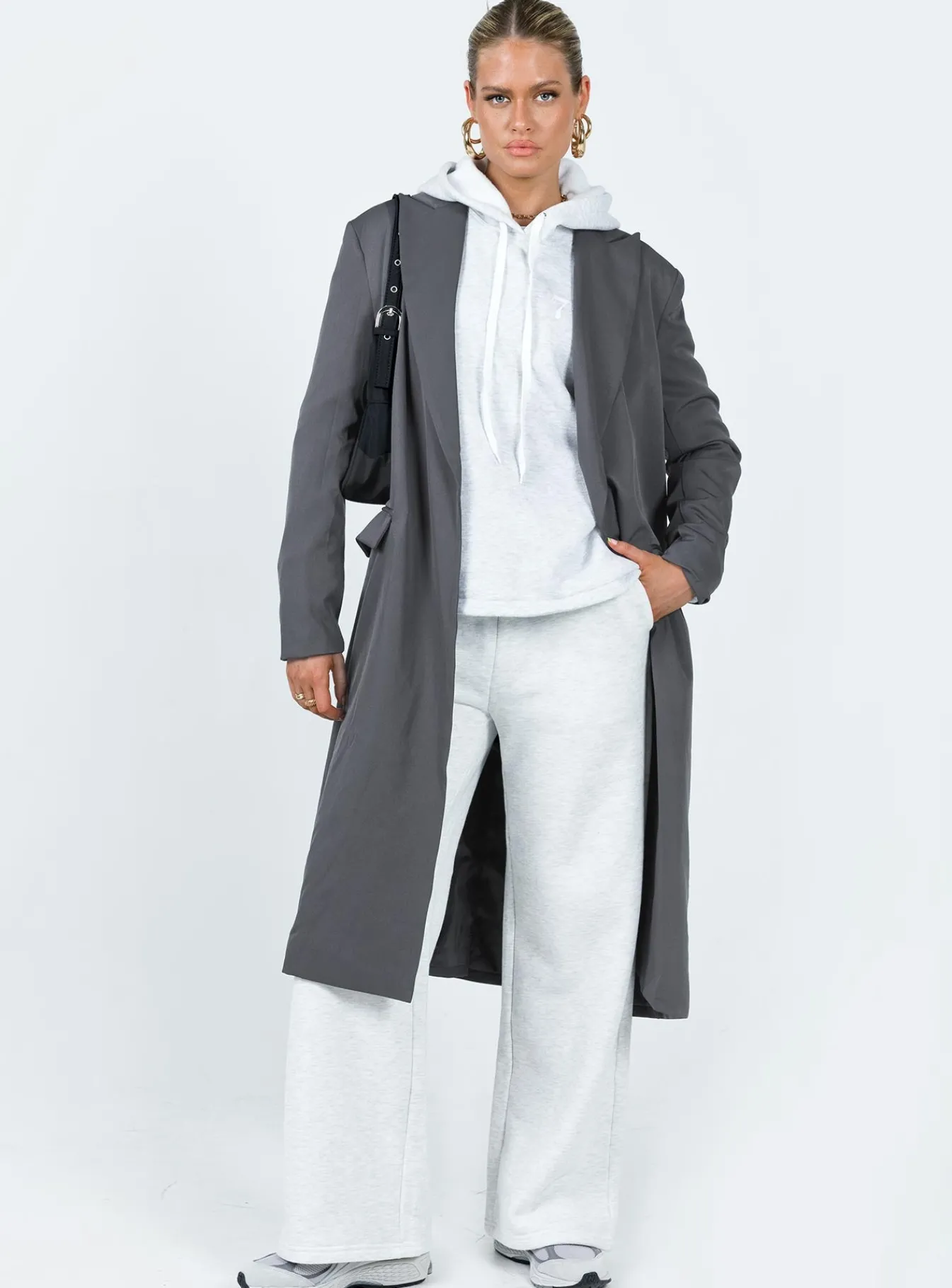 Princess Polly Archer Trench Coat Slate Clearance