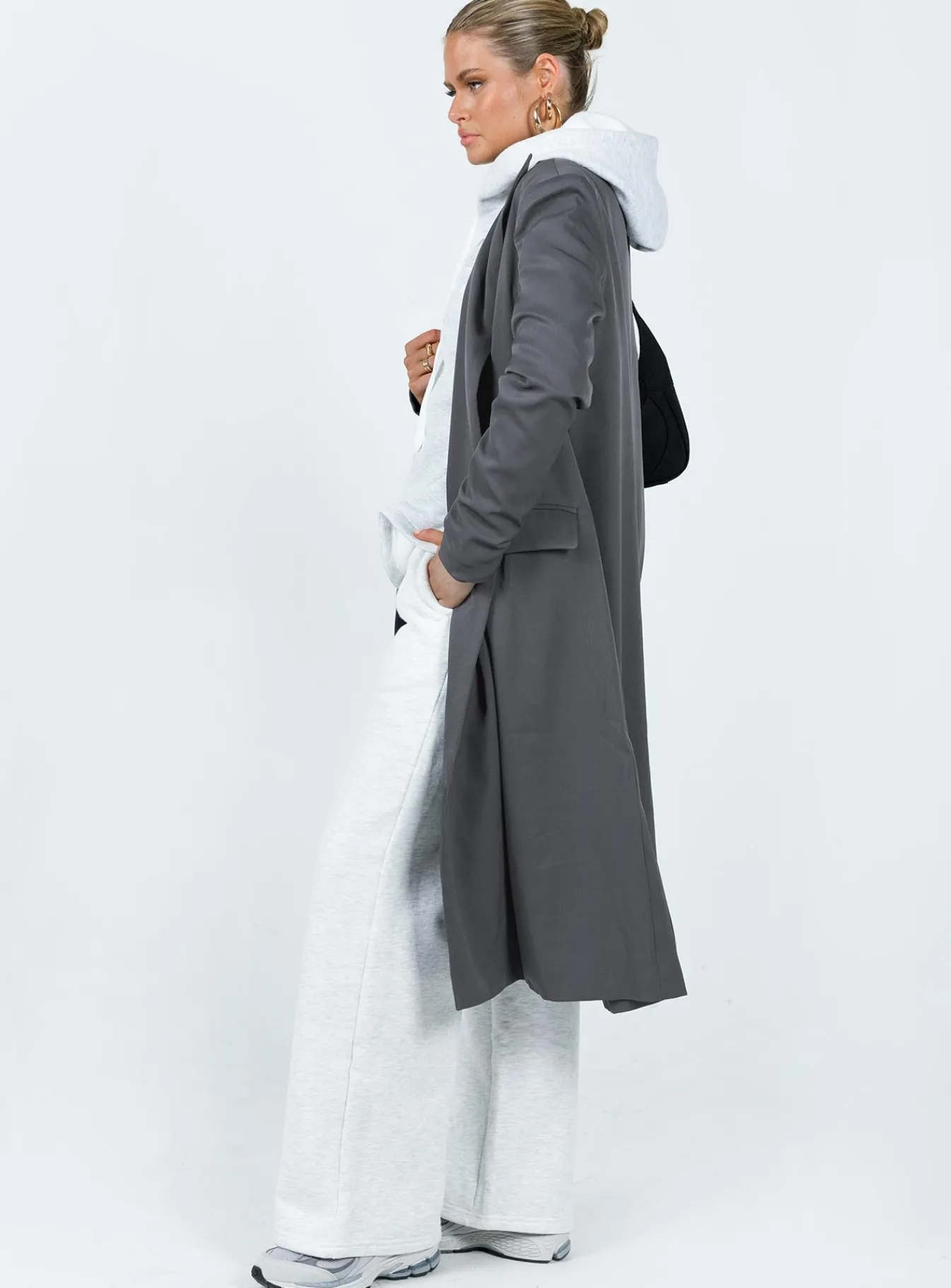 Princess Polly Archer Trench Coat Slate Clearance