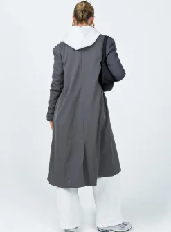 Princess Polly Archer Trench Coat Slate Clearance